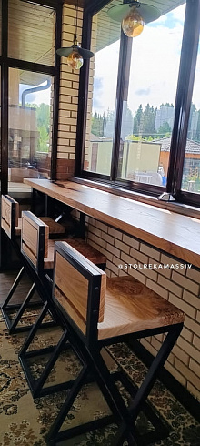 Барная стойка со столешницей и полками из слэба карагача